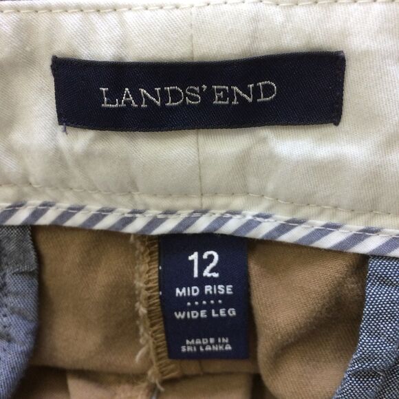 Lands’ End Mid Rise Wide Leg Capri Pants Brown Cropped Size 12 Cotton Spandex - Picture 4 of 4